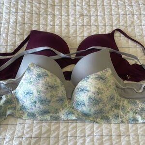 Victoria's Secret Bra Set - Floral, Gray, and Burgundy